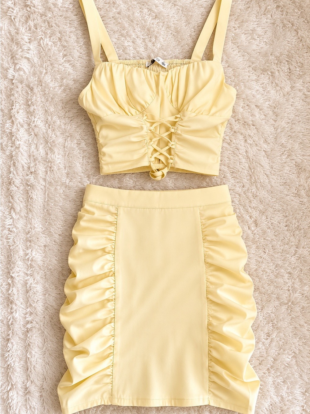 Yellow Ruched Two-Piece Set - Picture 2 of 4